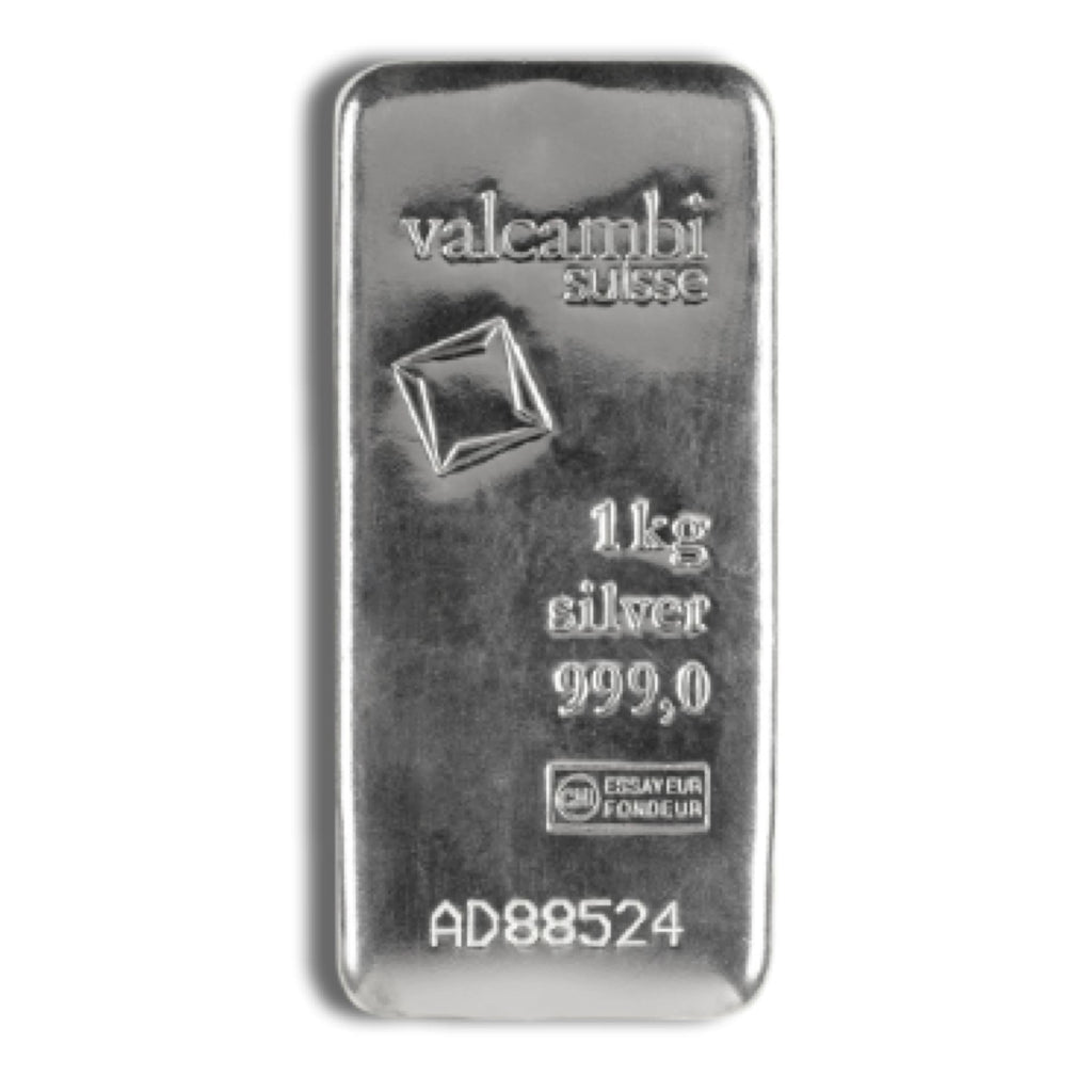 1 Kilo Valcambi Suisse Cast Silver Bar (with Assay)