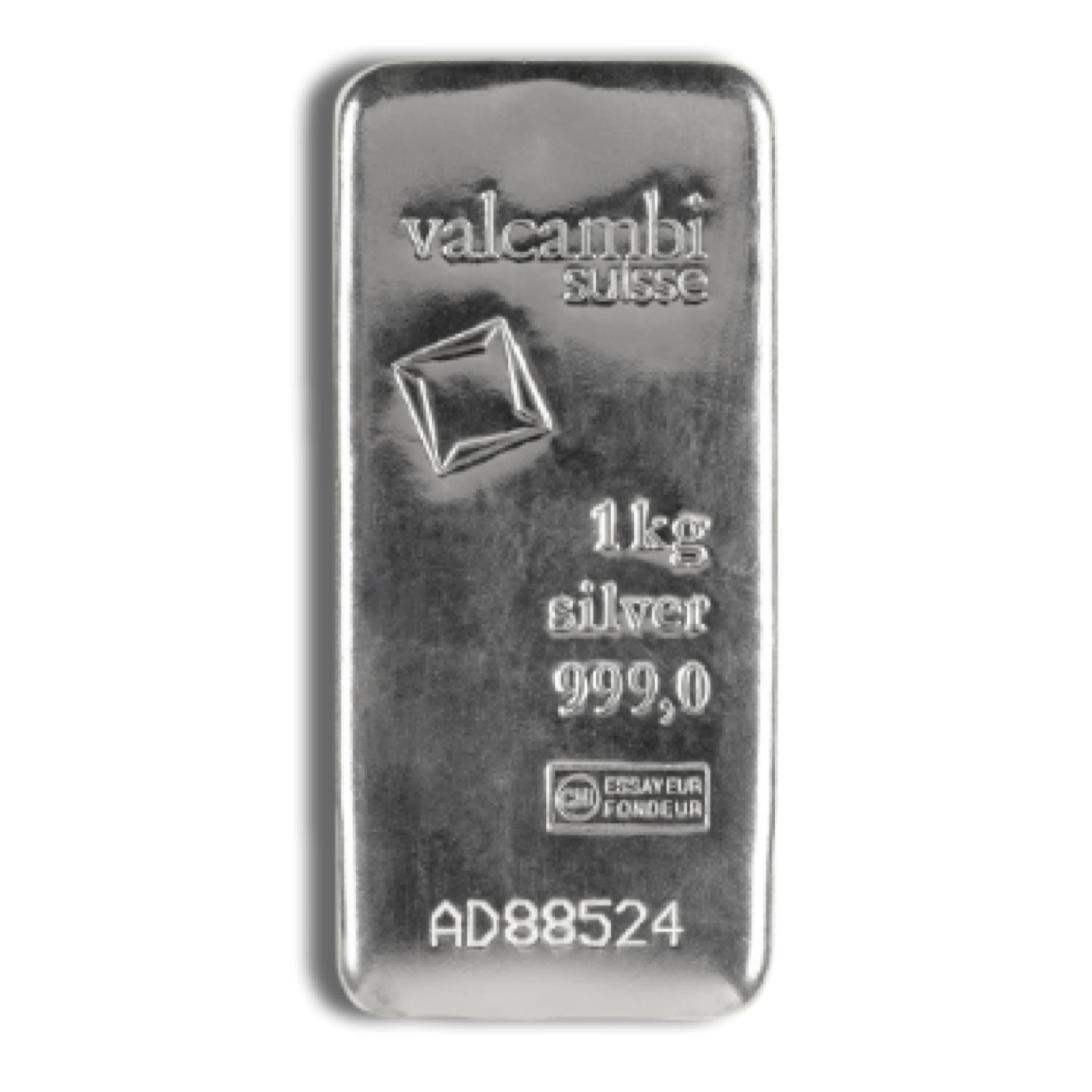 1 Kilo Valcambi Suisse Cast Silver Bar (with Assay)