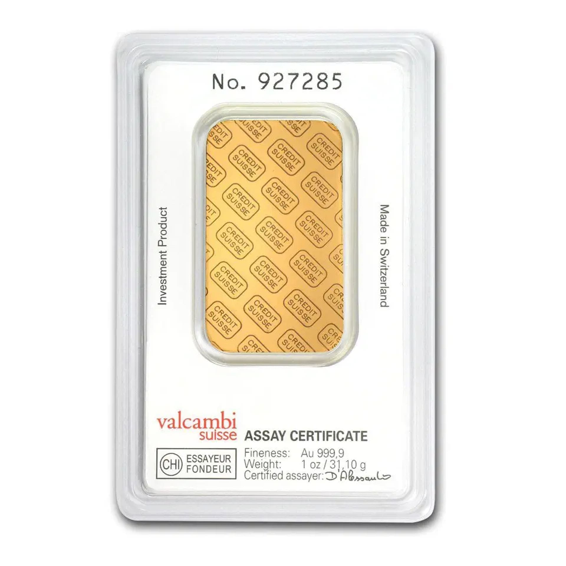 1 oz Credit Suisse Gold Bar - American Rare Coin and Collectibles