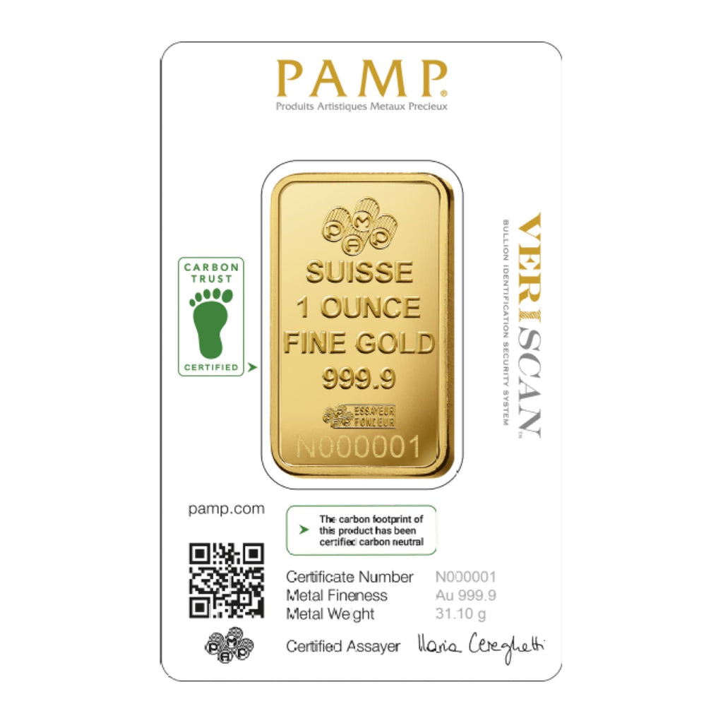 1 oz PAMP Suisse Gold Bar - Lady Fortuna Veriscan - amrarecoin.com