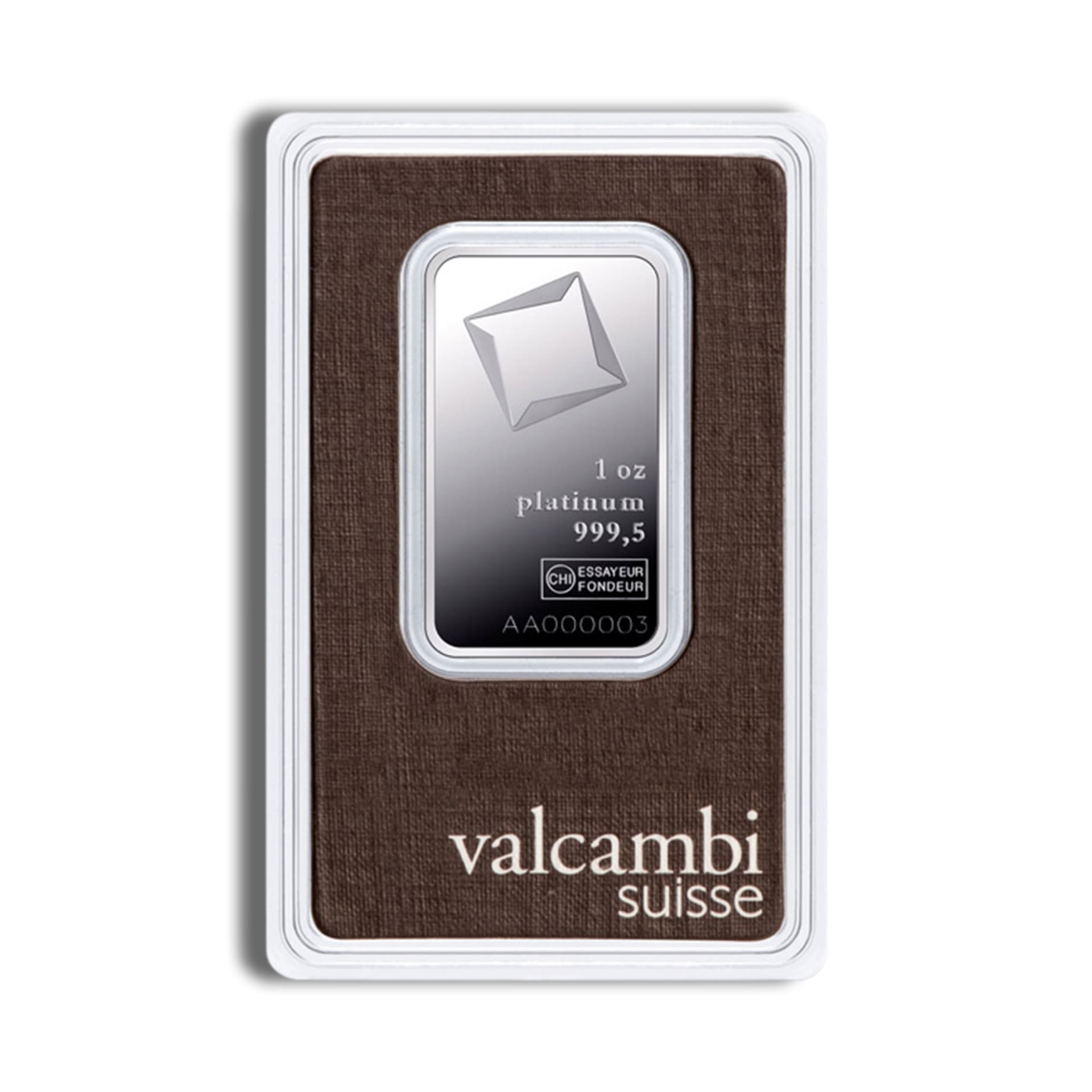 1 oz Valcambi Platinum Bar (with Assay) - amrarecoin.com