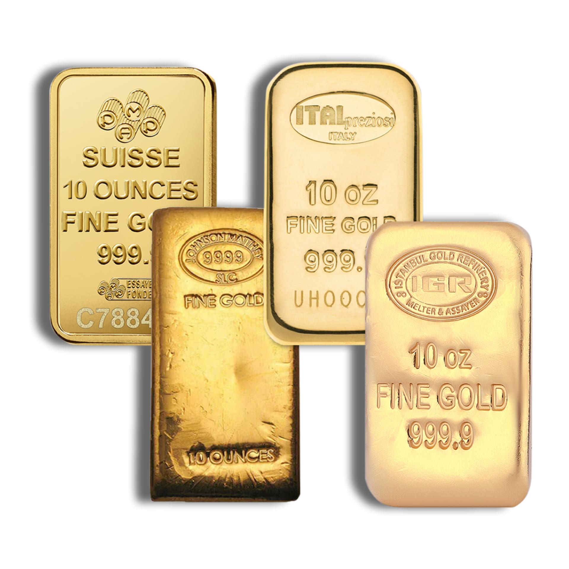 10 oz LBMA Elig. Gold Bar - Varied Mints - amrarecoin.com