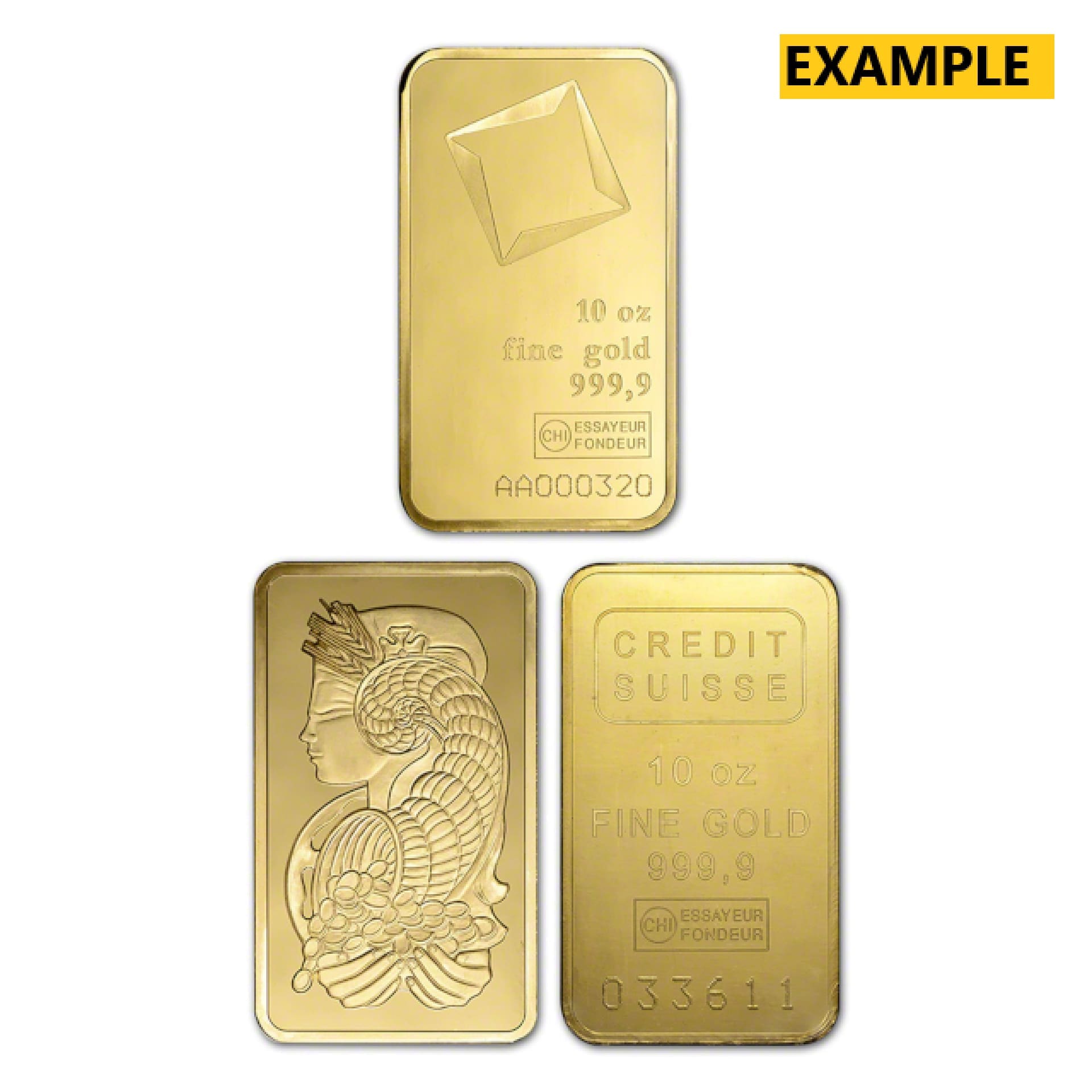 10 oz LBMA Elig. Gold Bar - Varied Mints - amrarecoin.com