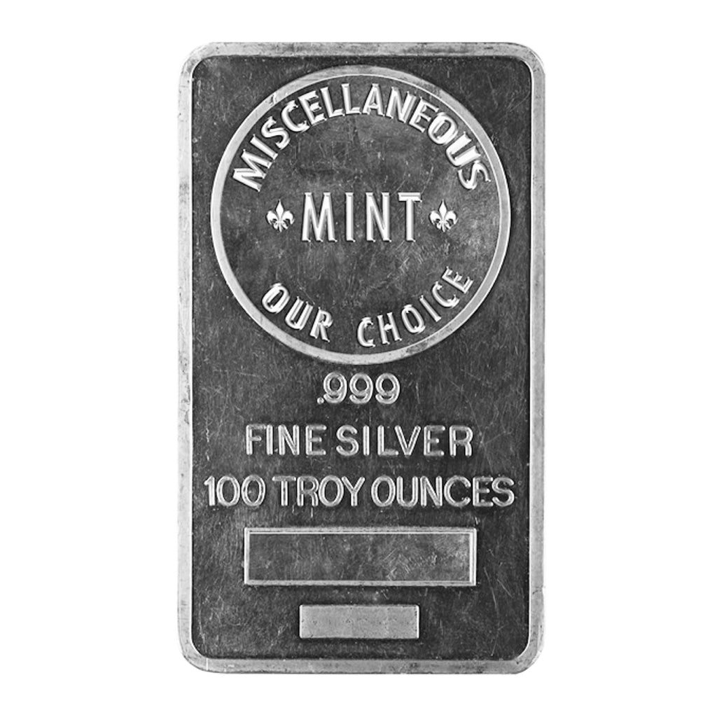 100 oz Silver Bar - Varied Mints