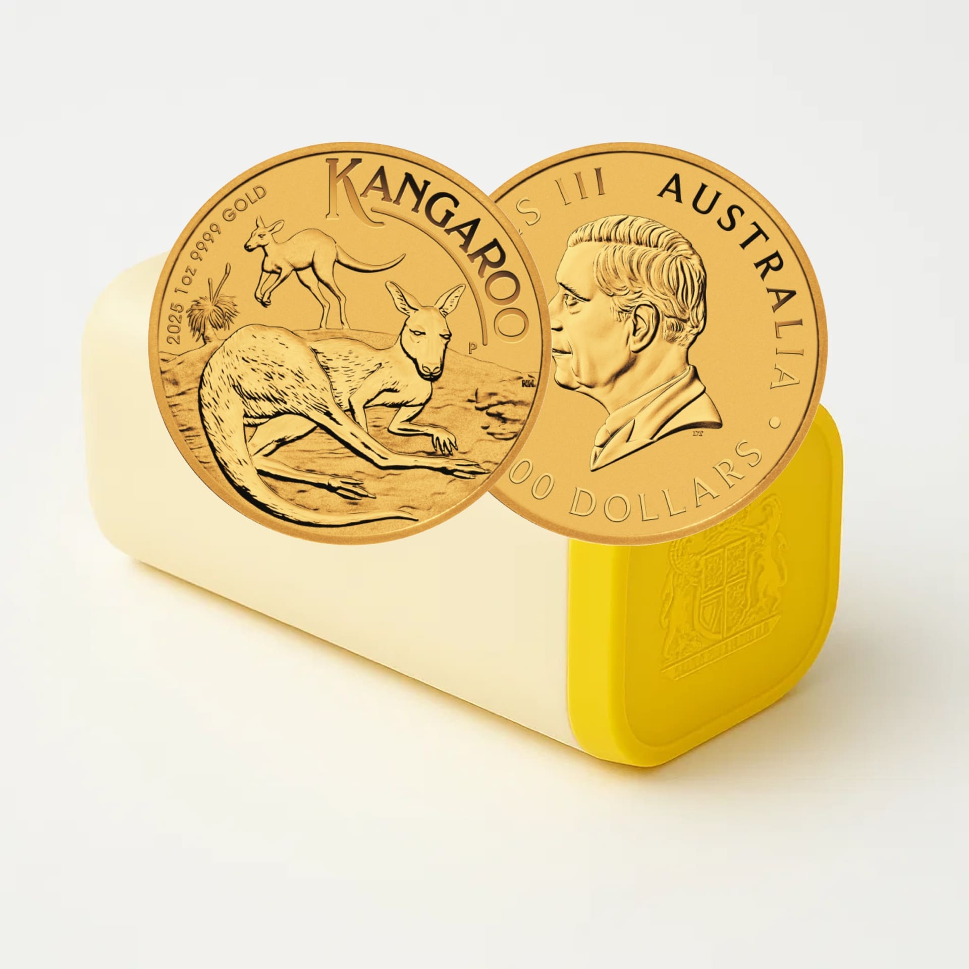 2025 Australian Gold Kangaroo 1 oz - Tube of 10 coins (BU) - amrarecoin.com