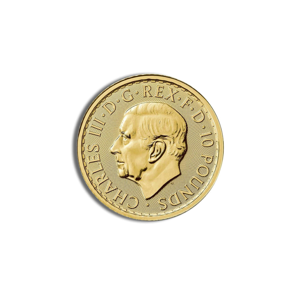 2025 British Gold Britannia King Charles 1/10 oz (BU) - amrarecoin.com