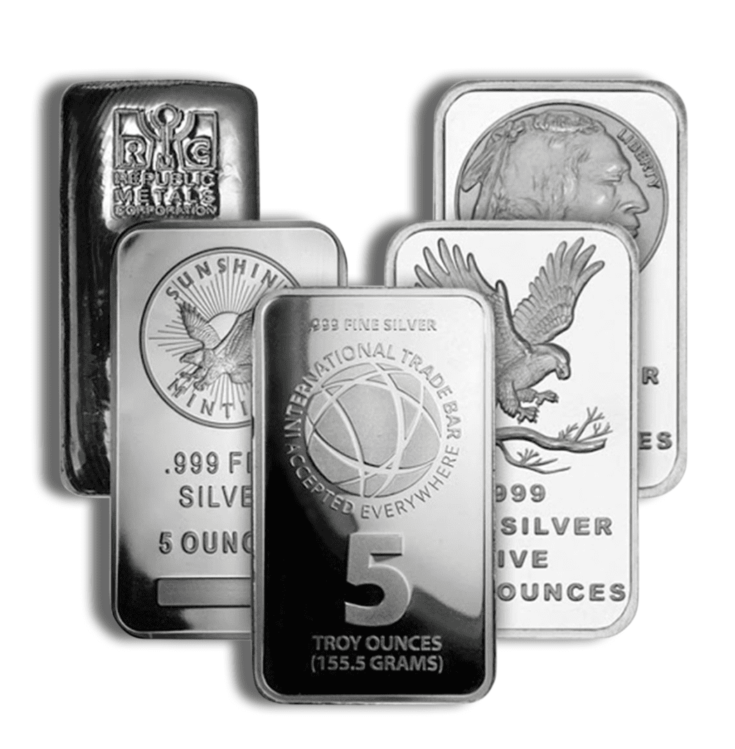 5 oz Silver Bar - Varied Mints - amrarecoin.com