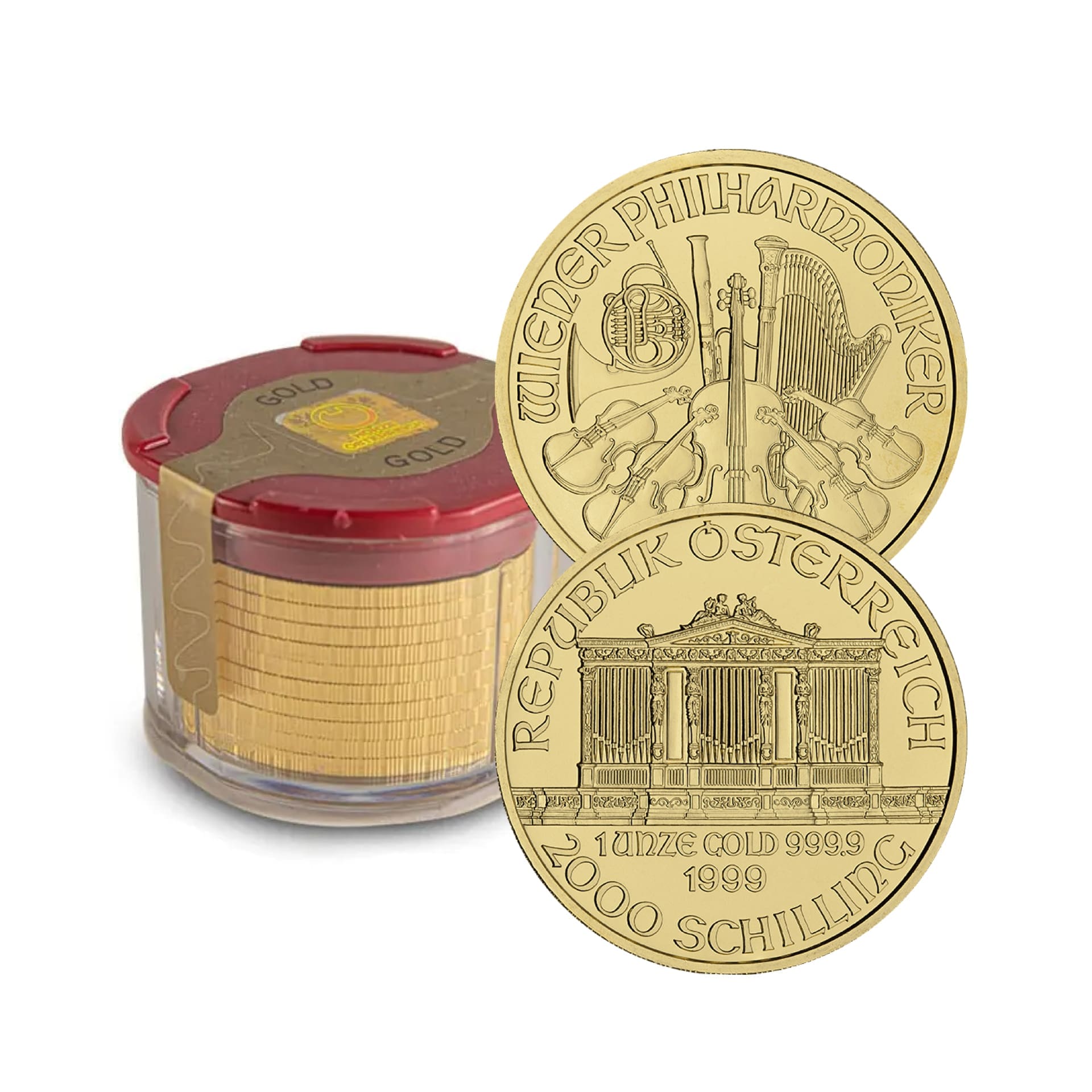 Austrian Gold Philharmonic 1 oz (Varied Year) - Sealed Tube of 10 (BU) - amrarecoin.com
