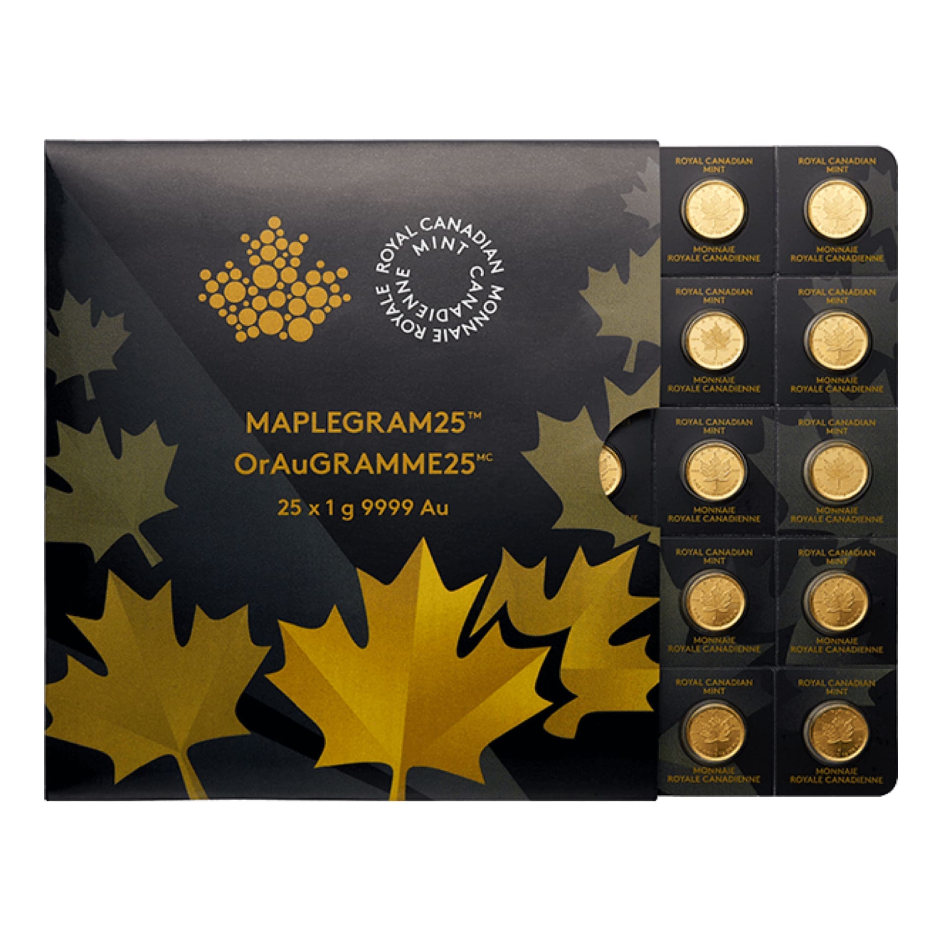 Canadian MapleGram 25 x 1 gram Coins (Varied Year) - amrarecoin.com